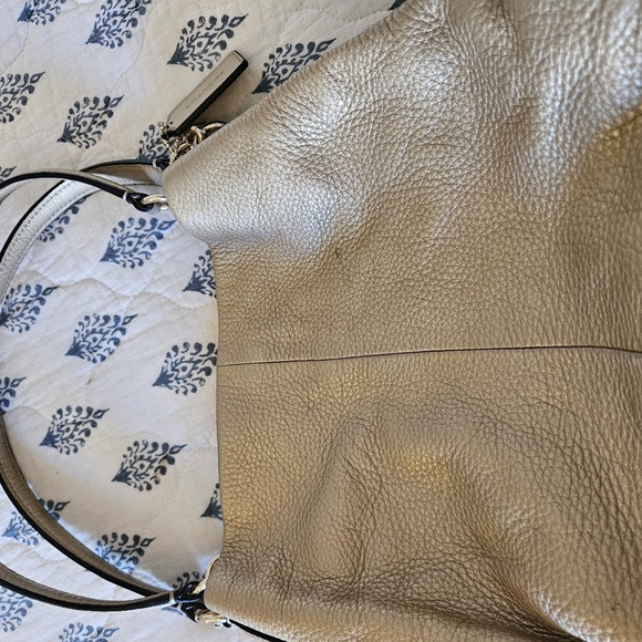 Coach Madison Phoebe Polished Gold Metallic Medium Slouchy Leather Hobo Handbag - Picture 12 of 16